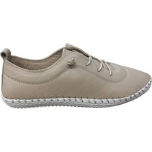 Ortopedikal 2010 Womenly Style Bej Kadın Günlük Ayakkabı % 100 Hakiki Deri Yumuşak Lastikli Esnek