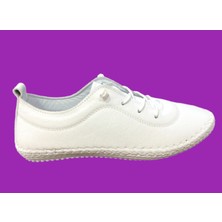 Ortopedikal 2010 Womenly Style Beyaz Kadın Günlük Ayakkabı % 100 Hakiki Deri Yumuşak Lastikli Esnek