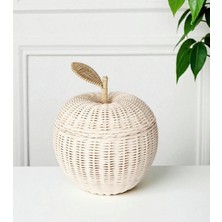 Felis Arte Doğal Bambu El Dokuması Dekoratif Elma (Large) , Rattan Apple, Iskandinav,rustik,bohem,ekru