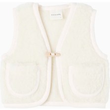 Binibamba V-Yaka ve Patch Cep Detaylı %100 Yün Bebek Yelek