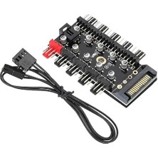 Misda Store 8849 10 Port Fan Power Sata Güç Switch Pwm Çoklayıcı, Sata Power 10 Port Soğutma Fan Splitter Hub, Pc Bilgisayar Soğutma Sistemi Için Kullanılır.