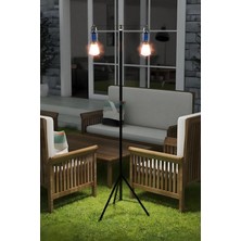 Misda Store 2 Lambalı, Askılı, 3 Modlu, Şarjlı, LED Solar Güneş Enerjili, 2 mt Metal Standlı, Su Geçirmez, Kitap Okuma Işığı, Kamp, Avcılık, Balıkçılık, Garaj, Güverte, Balkon Dekorasyonu, Karavan (Oval)