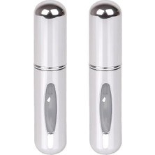 Misda Store Taşınabilir Parfüm Şişesi, 2'li Set, Cam Göstergeli (Gümüş)