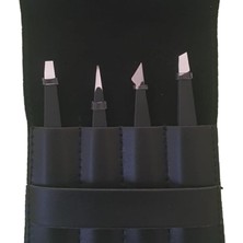 Misda Store Deri Çantalı 4'lü Paslanmaz Çelik Cımbız Seti - Siyah/siyah TWZSET4001