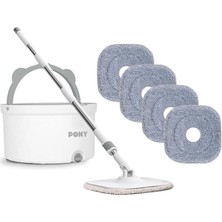 Misda Store Beyaz 4 Adet Mikrofiber Mop Temiz & Kirli Suyu Ayırma Özelliği Otomatik Temizlik Seti Paspas