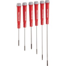 Misda Store 4500008106 Elektronikçi Tip Klemens Tornavidalar, 6'lı, Krom Vanadyum Çelik, Kırmızı