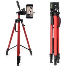 Misda Store 3366 Alüminyum Cep Telefonu Için Su Terazili Tripod 140 cm Pro (Kırmızı)