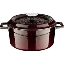 Misda Store Metal Premium Serisi - Döküm Yuvarlak Tencere, 24 Cm, Majolik Mor