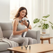 By Nevser® 4 Farklı Başlıklı Uzun Saplı Derin Doku Masaj Tabancası, Boyun, Omuz ve Sırt Için Ergonomik Saplı Çoklu Masaj Modlu Taşınabilir Masaj Aleti