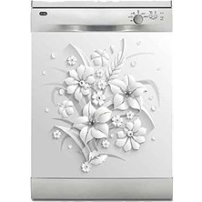 Misda Store Makinesi Sticker Kaplama Beyaz Eşya Kaplama Gri Çiçekler