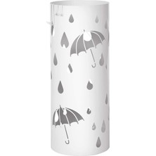 Misda Store LUC23W Şemsiye Standı, Metal Yuvarlak Şemsiye Ayağı, Su Toplama Kasesi Çıkarılabilir, Kancalı, 49 x Ø 19,5 Cm, Beyaz