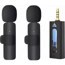 Misda Store Kablosuz Mikrofon Wireless Ikili Yaka Mikrofonu 3.5mm Aux Girişli Sokak Müzisyenleri Amfi Hoparlör Bilgisayar Youtuber Tablet Uyumlu Tak Çalıştır (Telefon Desteklemez) K35