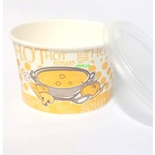 Misda Store Adet Sızdırmaz Kapaklı Derin Tabak Kağıt-Karton Çorba Kâsesi 16OZ Isı Korumalı Şeffaf Kapaklı Tas