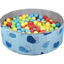 Misda Store Marine Katlanabilir Top Havuzu - Oyun Alanı ve Halısı - 150 Adet Top Hediye - Sevimli Mavi