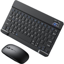 Misda Store Windows/android/ıos Sistemi Için Kablosuz Bluetooth Uyumlu Klavye Fare Seti Mini Ultra Ince Şarj Edilebilir Türkçe (Siyah)