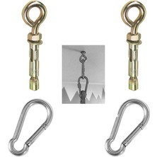 Misda Store 2'li Salıncak Hamak Box Torbası Tavan Asma Aparatı Salıncağı Çelik Dübel + Karabina Kanca Takımı