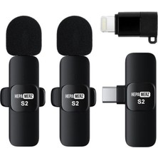 Misda Store Merz S2 Iphone ve Type-C Uyumlu Kablosuz Ikili Yaka Mikrofonu Youtube Facebook Tiktok Vlog