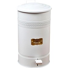 Misda Store Galvaniz Metal 30 Litre Pedallı Çöp Kovası (Beyaz)