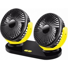 Misda Store Group (7600) 3 Kademeli Çift Başlı 360 ° Dönebilen Araç Fanı Oto Fan Vantilatör Usbli ile Uyumlu