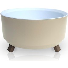 Misda Store Saksı Süzgeçli Ayaklı Delikli Plastik Aranjman Sukulent Saksısı (Fildişi, 2,25 Litre)