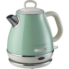 Misda Store Vintage Elektrikli Su Isıtıcı 1 Litre Yeşil 2868/04 - Paslanmaz Çelik, Retro Kettle, 1630 Watt, Otomatik Kapanma, Kablosuz 360° Duylu