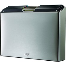 Misda Store Joseph Folio 4 Parça Renk Kodlu Doğrama Tahtası Seti, Organize Mutfak Depolama Için Ince Kılıf, Büyük, Paslanmaz Çelik