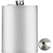 Misda Store 8 Oz 235 cc Cep Tipi Vidalı Kapak Çelik Konyak Viski Içki Matarası (Huni Dahil)