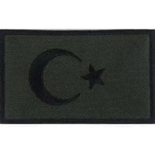 Misda Store Nakış Turkey Türkiye Türk Bayrakları Nakış Işleme Arma Patch Peç 5x8 cm Haki Siyah