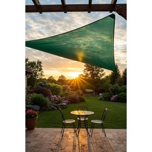 Misda Store Model Jüt Üçgen Gölgelik Tente - 4m x 4m x 5.5m | 180GR/M² File Kumaş |%95 Uv Koruma | Bahçe, Teras, Balkon Gölgelik | Estetik Yarasa Tipi Tasarım | (Krem, Yeşil, Gri, Mavi, Turuncu) (Yeşil)