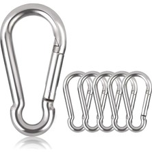 Misda Store Alaşım Çelik, Anahtarlık, Karabina Kanca, 80 mm x Φ8 Mm, 250 Kg'a Kadar Taşıma Kapasitesi, Galvanizli (6 Adet)