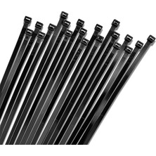Misda Store Kablo Bağı, 100'LÜ Paket Plastik Kelepçe (3,6 mm Kalınlık, Siyah, 200 mm Uzunluk)