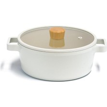 Misda Store Fika Cam Kapaklı Alüminyum Döküm Tencere 22 cm