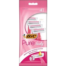 Misda Store Pure Lady Kadın Tıraş Bıçağı 4'lü Poşet (3 Bıçak), Aloe Vera ile Zenginleştirilmiş Kayganlaştırıcı Jel Şerit