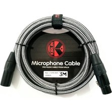 Misda Store 3 Metre Örgülü Mikrofon Kablosu 3pin Dişi 3pin Erkek
