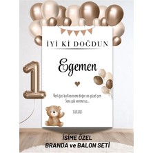 Bkmc Party Isimli Ayıcık Konseptli Balonlu Doğum Günü Duvar Brandası 40 Balon ve Yaş Balonlu Arkaplan Seti