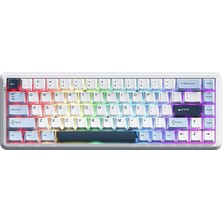 Misda Store Ajazz AK680 Max%68 Manyetik Switch, 3000MAH Batarya 8000 Hz KABLOLU-1000 Hz Polling Rate Kablosuz Manyetik Klavye Rgb Arkadan Aydınlatmalı Tuşlar (AK680 Max - Beyaz Lacivert)