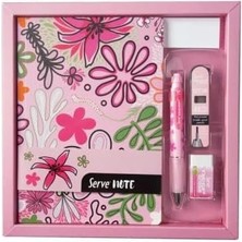 Misda Store Defter Setı - Desenli Seker Pembe Özel Kutuda