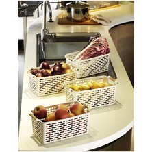 Misda Store Amaçlı Tutacaklı Organizer Sepet - Dolap Içi & Çekmece Düzenleyici Sepet Beyaz, 24121810018