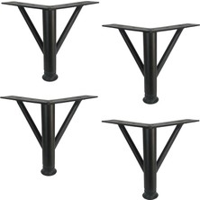 Misda Store 4 Adet Firkete Ayak Metal 15 cm Mat Siyah Mobilya Koltuk Ayağı