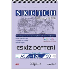 Misda Store A5 Spiralli Eskiz Defteri – 50 Yaprak, 120 gr Çizim Bloknotu, Sanat Defteri