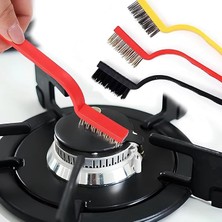 Misda Store Fırça Seti, 3'ü 1 Arada Detaylı Ocak, Fayans, Araba Tel Temizlik Fırçası (Bakır-Demir-Plastik)