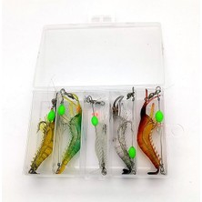 Misda Store 5 Adet Fosforlu Gerçekçi Silikon Karides Balık Yemi - Kutulu - 7,5cm 5,5gr