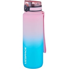 Misda Store Fiftyfifty 1000ML Büyük Boy Çift Renk Softtouch Ff Collection Tritan Su Matarası Pembe-Yeşil