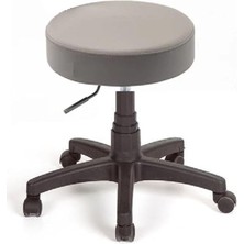 Misda Store Ofis Kasiyer Taburesi Tekerlekli Deri Döşeme Oturak Eczane Laboratuvar Çalışma Koltuğu Acık Gri