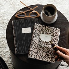 Misda Store A5 Spiralli Karton Kapak Çizgili Okul Defteri 80 Yaprak 2'li Set - Ders Programlı - Leopar