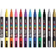 Misda Store Posca Markör Kalem 3m Set 0.9-1.3 mm Keçe Uçlu (12'li Set)