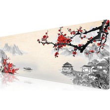 Misda Store Pro - 6 Farklı Model Dikişli Kenar 70X30 cm Oyuncu Gaming Mouse Pad (Cherry Blossom)
