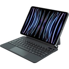 Misda Store iPad Pro 11 ile Uyumlu (1.-2.-3.-4. Nesil) / 4-5-6 iPad Air ile Uyumlu Kablosuz Bluetooth Klavye 10.9''/11'' – Touchpad’li, Dijital Ekranlı, Şarj Edilebilir, Türkçe Q, 64 Tuşlu, KB09, Siyah