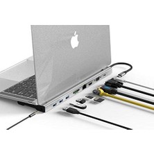 Misda Store CDG-CNV80 Type-C To 10IN1 Macbook Notebook Port Çoklayıcı (3xusb 3.0+Hdmı+Usb 3.1 Type-C + RJ45 + Sd/tf)