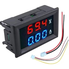 Misda Store Dual Voltmetre Ampermetre Volt Akım Ölçer Dc 0-100V 10A Kırmızı-Mavi, Voltmetre, Ampermetre
